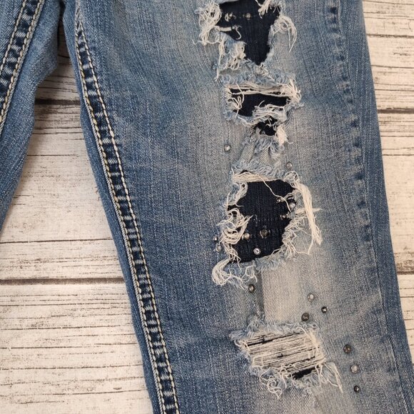 Silver Jeans Co. Suki Flap Slim Distressed Blue Denim Jeans – Women’s W33 L31 - Picture 3 of 14